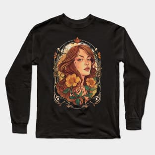 A portrait of a woman in the Art Nouveau style Long Sleeve T-Shirt